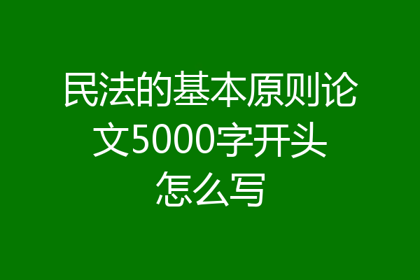 民法的基本原则论文5000字开头怎么写