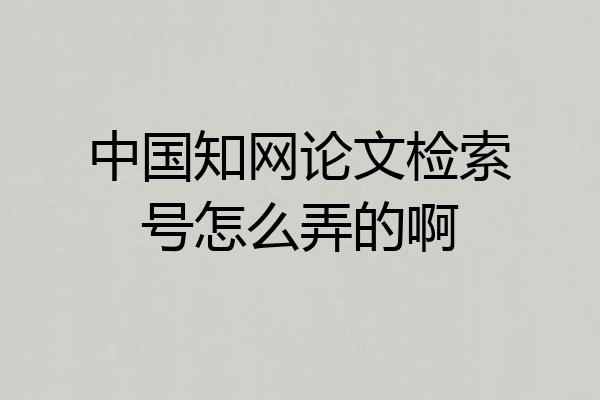 中国知网论文检索号怎么弄的啊