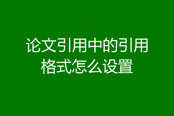 论文引用中的引用格式怎么设置