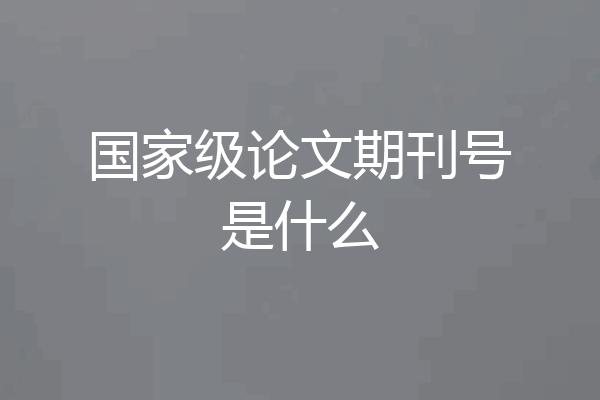 国家级论文期刊号是什么