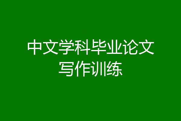 中文学科毕业论文写作训练