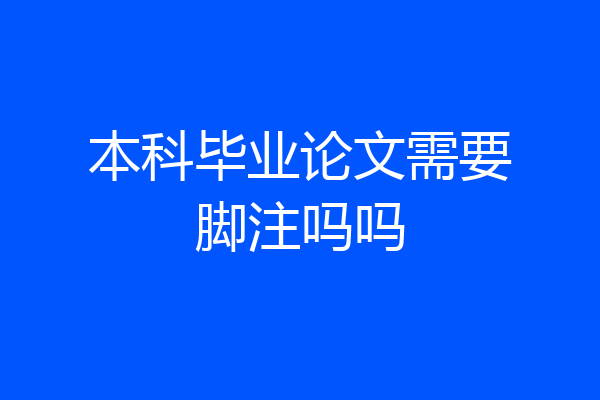 本科毕业论文需要脚注吗吗