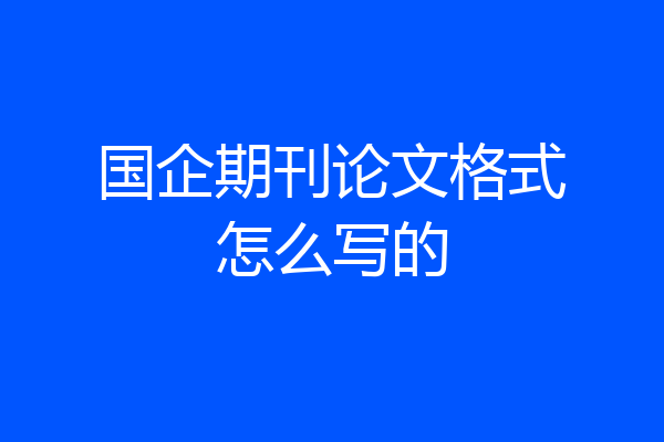 国企期刊论文格式怎么写的