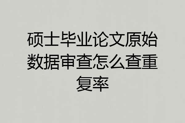 硕士毕业论文原始数据审查怎么查重复率