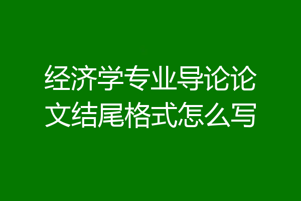 经济学专业导论论文结尾格式怎么写