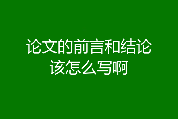 论文的前言和结论该怎么写啊