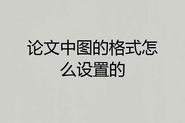 论文中图的格式怎么设置的