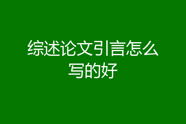 综述论文引言怎么写的好