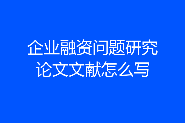 企业融资问题研究论文文献怎么写
