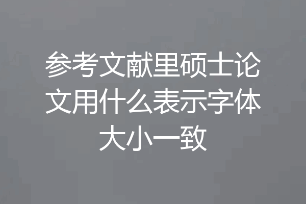 参考文献里硕士论文用什么表示字体大小一致