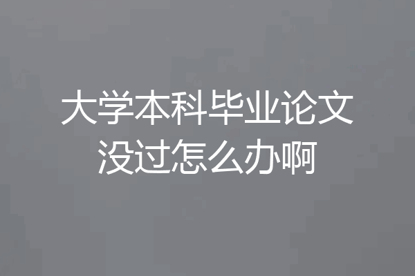 大学本科毕业论文没过怎么办啊
