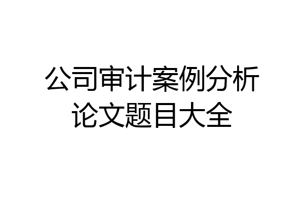 公司审计案例分析论文题目大全
