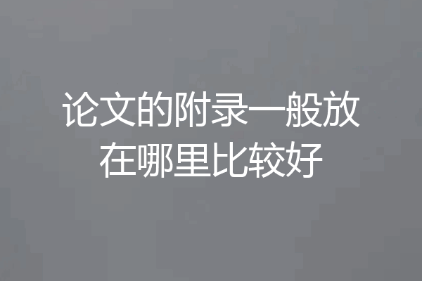 论文的附录一般放在哪里比较好