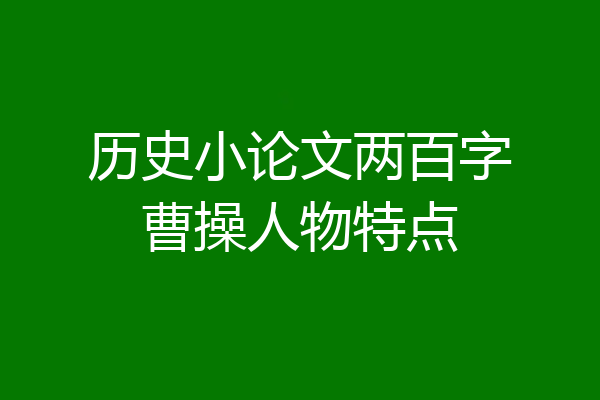 历史小论文两百字曹操人物特点