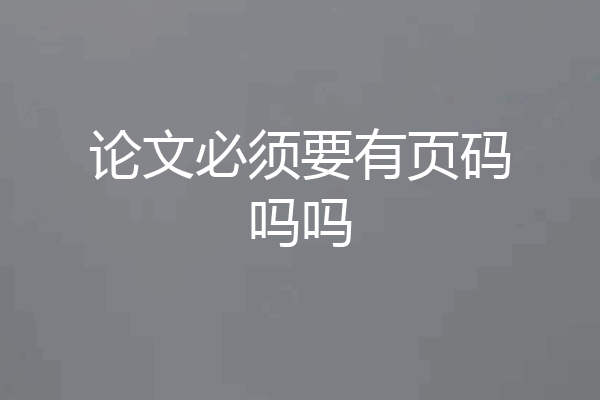 论文必须要有页码吗吗