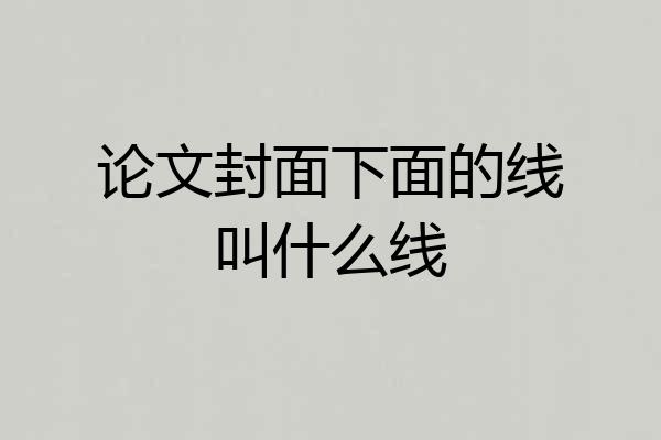 论文封面下面的线叫什么线