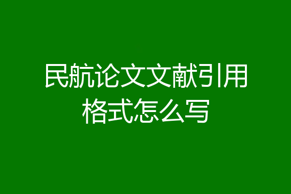 民航论文文献引用格式怎么写