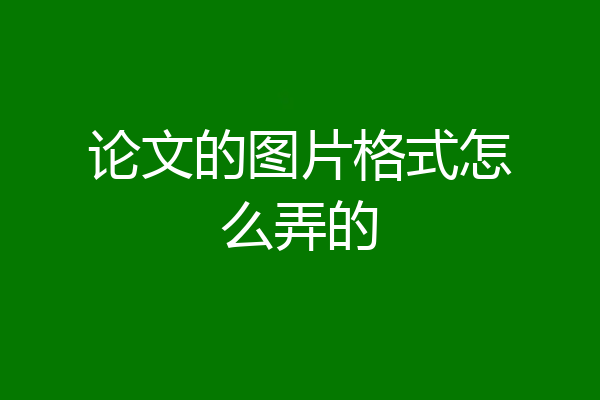 论文的图片格式怎么弄的