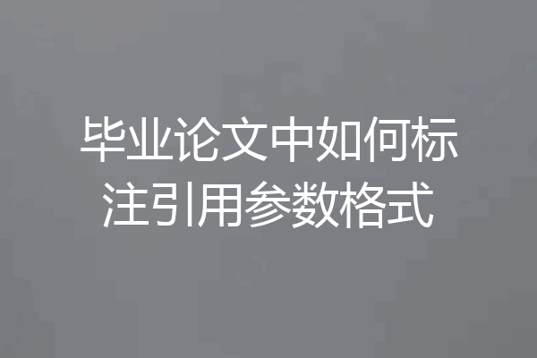 毕业论文中如何标注引用参数格式