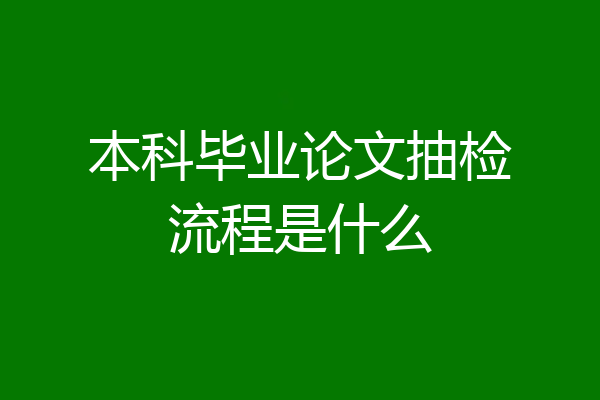 本科毕业论文抽检流程是什么