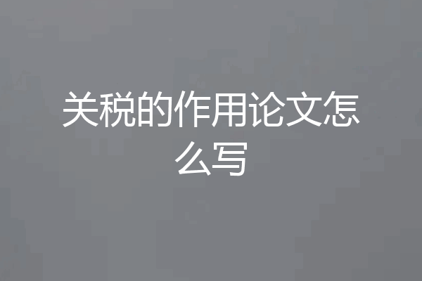 关税的作用论文怎么写