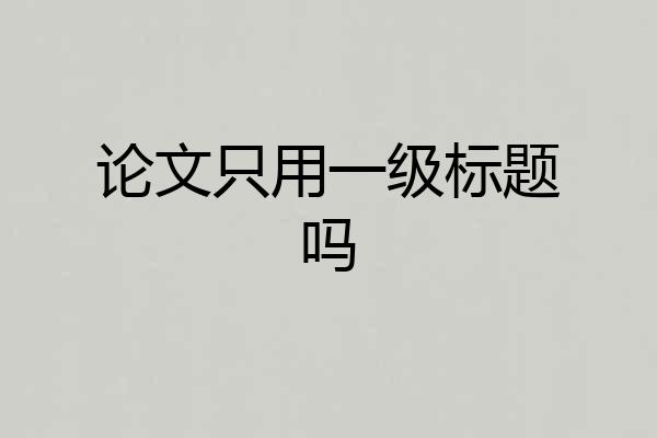 论文只用一级标题吗