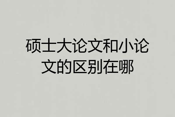 硕士大论文和小论文的区别在哪