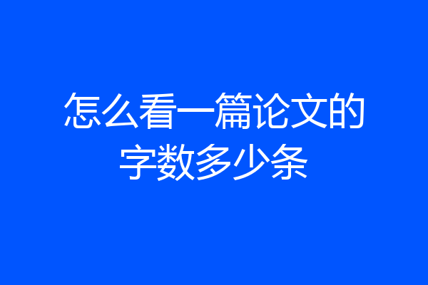 怎么看一篇论文的字数多少条