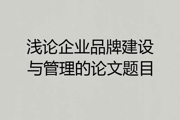 浅论企业品牌建设与管理的论文题目