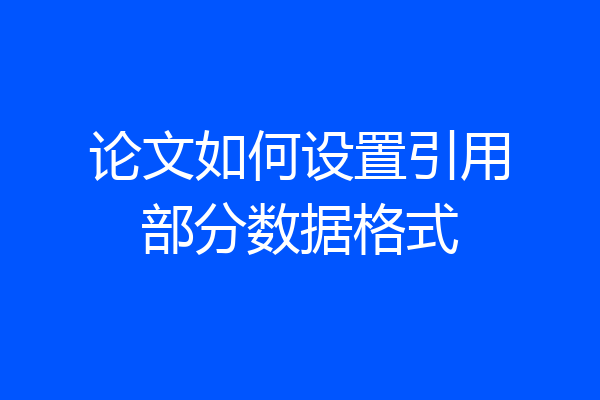 论文如何设置引用部分数据格式