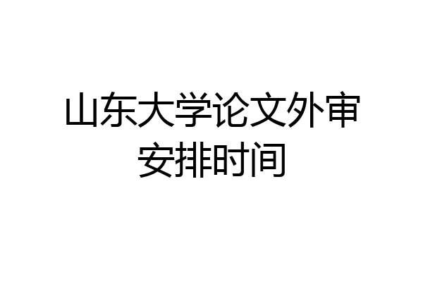 山东大学论文外审安排时间