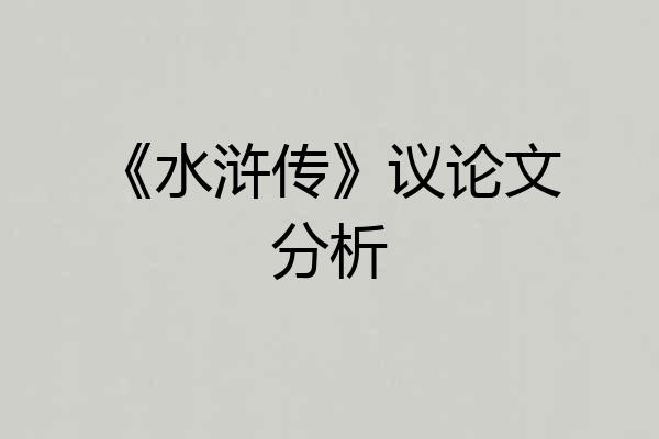 《水浒传》议论文分析
