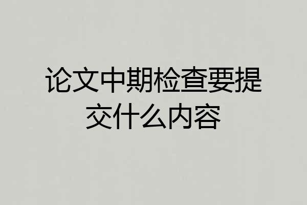 论文中期检查要提交什么内容