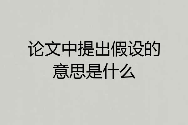 论文中提出假设的意思是什么