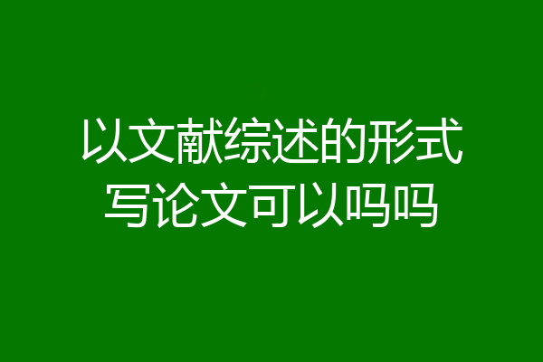 以文献综述的形式写论文可以吗吗