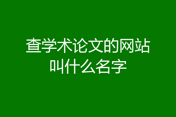 查学术论文的网站叫什么名字