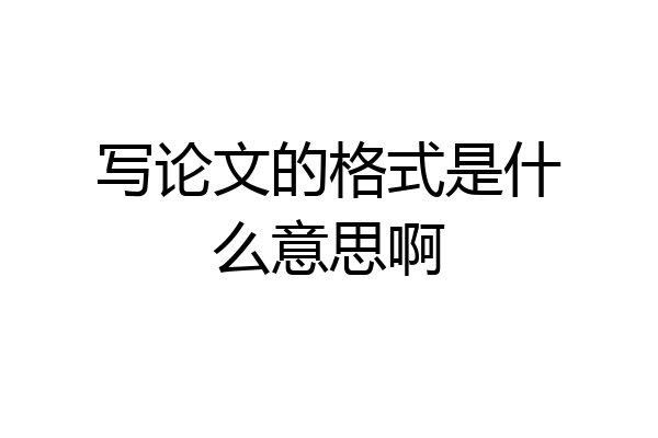 写论文的格式是什么意思啊