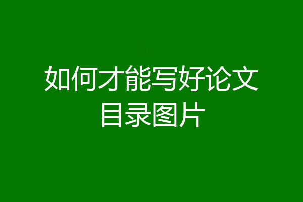 如何才能写好论文目录图片