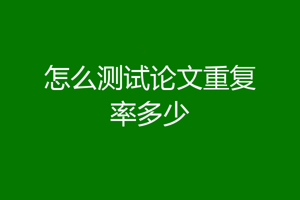 怎么测试论文重复率多少