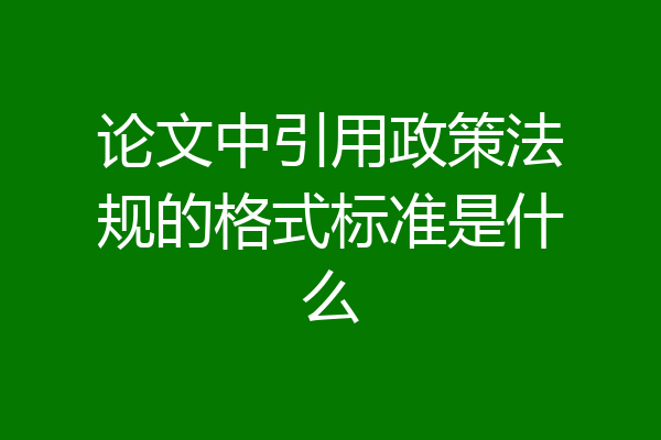 论文中引用政策法规的格式标准是什么