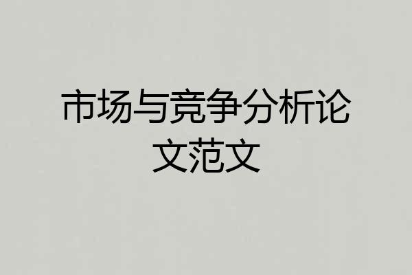市场与竞争分析论文范文