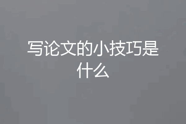 写论文的小技巧是什么