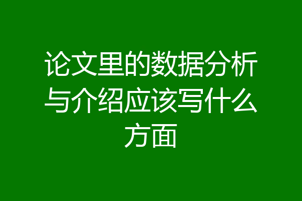 论文里的数据分析与介绍应该写什么方面