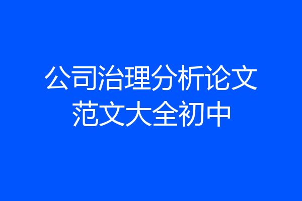 公司治理分析论文范文大全初中