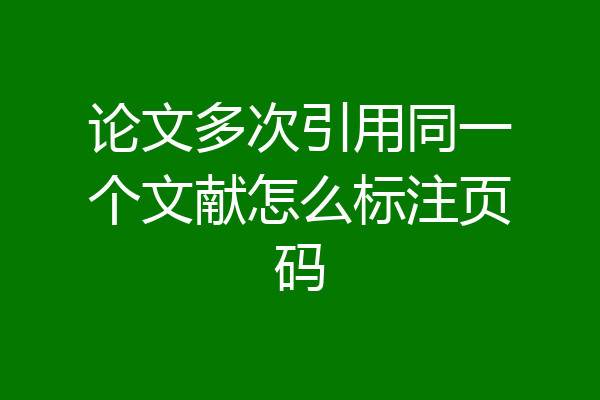 论文多次引用同一个文献怎么标注页码