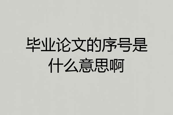 毕业论文的序号是什么意思啊