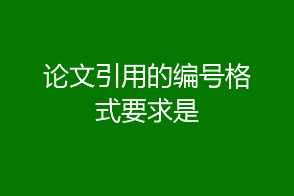 论文引用的编号格式要求是