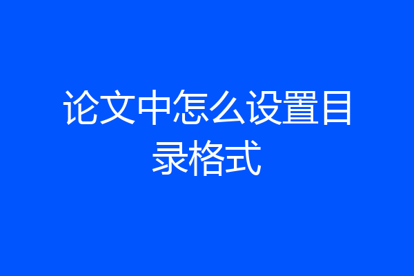 论文中怎么设置目录格式