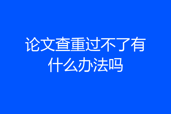 论文查重过不了有什么办法吗
