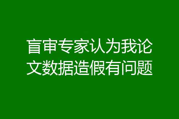 盲审专家认为我论文数据造假有问题